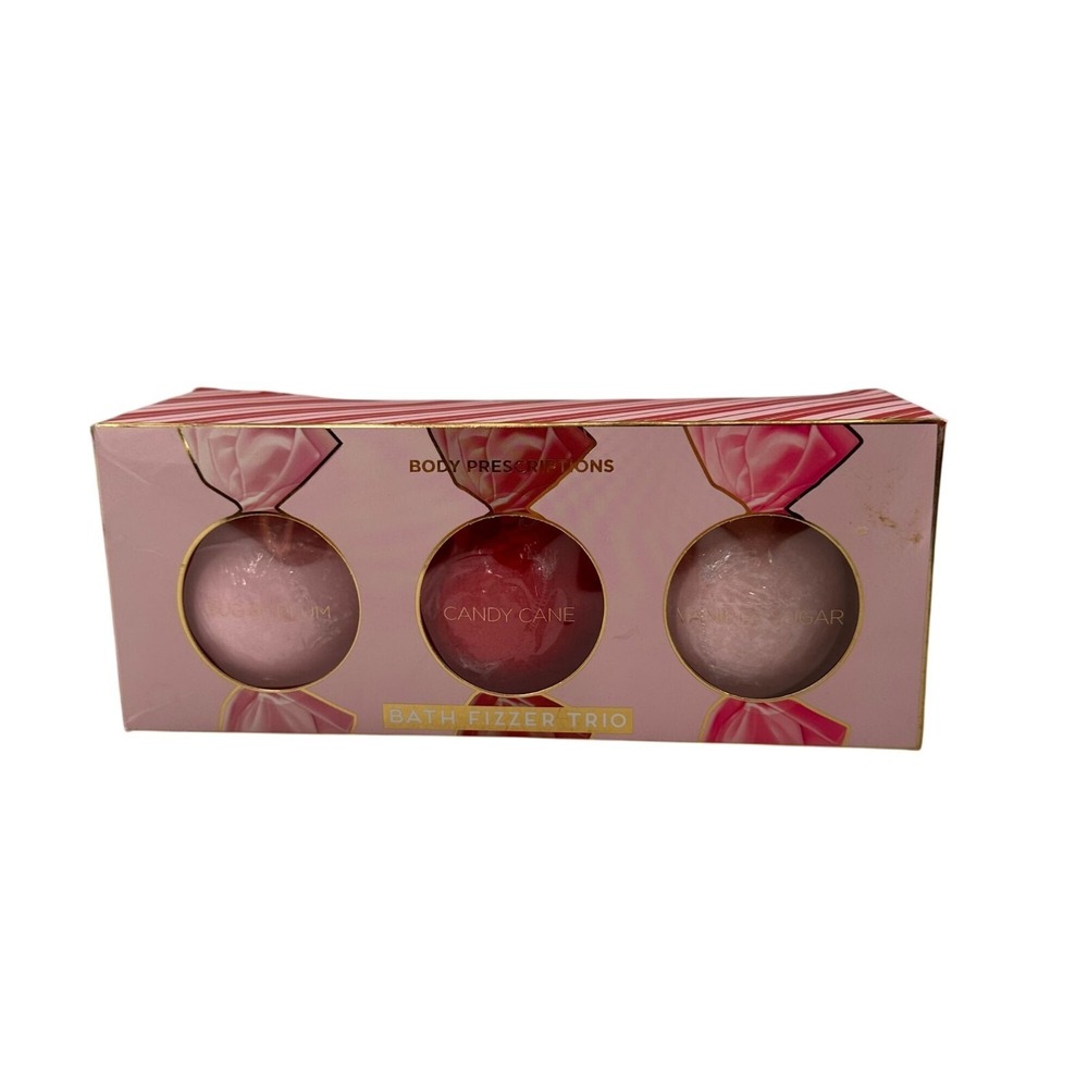 Body Prescriptions Bath Fizzer Trio‎ Sugar Plum Candy Cane Vanilla Sugar Gift a